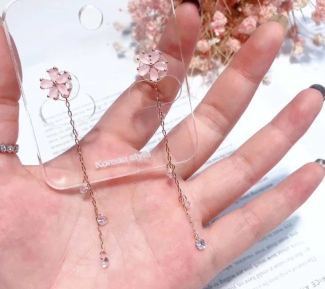 Pink Tassel Flower Earrings
