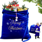 WILLBOND Large Christmas Velvet Santa Gift Bags 36 x 30 Santa Gift Sack with Drawstring Santa Claus Bag Christmas Gift Presents Bags for Santa Costume Holiday Party Supplies Gift Wrap(Royal Blue)