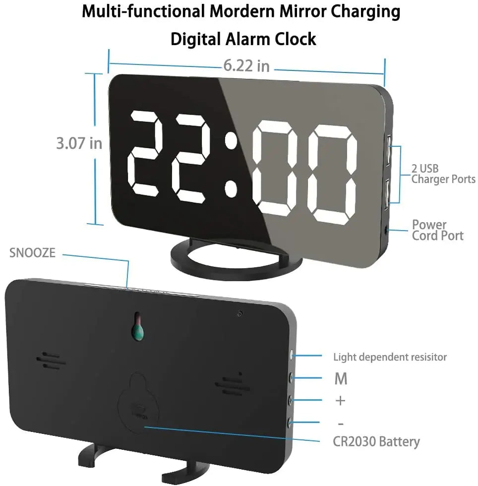 Digital Alarm Clock, Large 6.5"