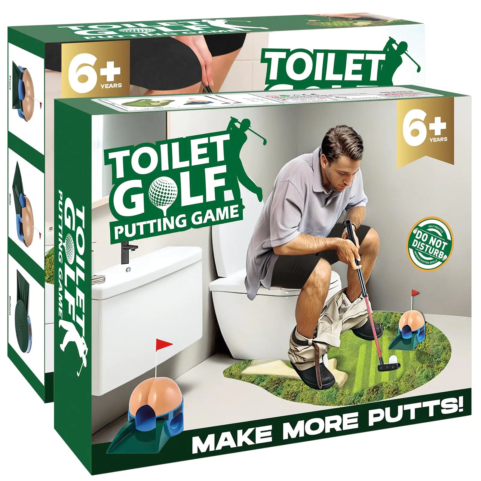 Prank Gift Box 2 PCS Toilet Golf Game Gag Gift Empty Box Wrap Your Real Present in a Convincing and Funny Fake Gift Box Hilarious White Elephant Gift for Golfer Husband Dad Brother and Boyfriend