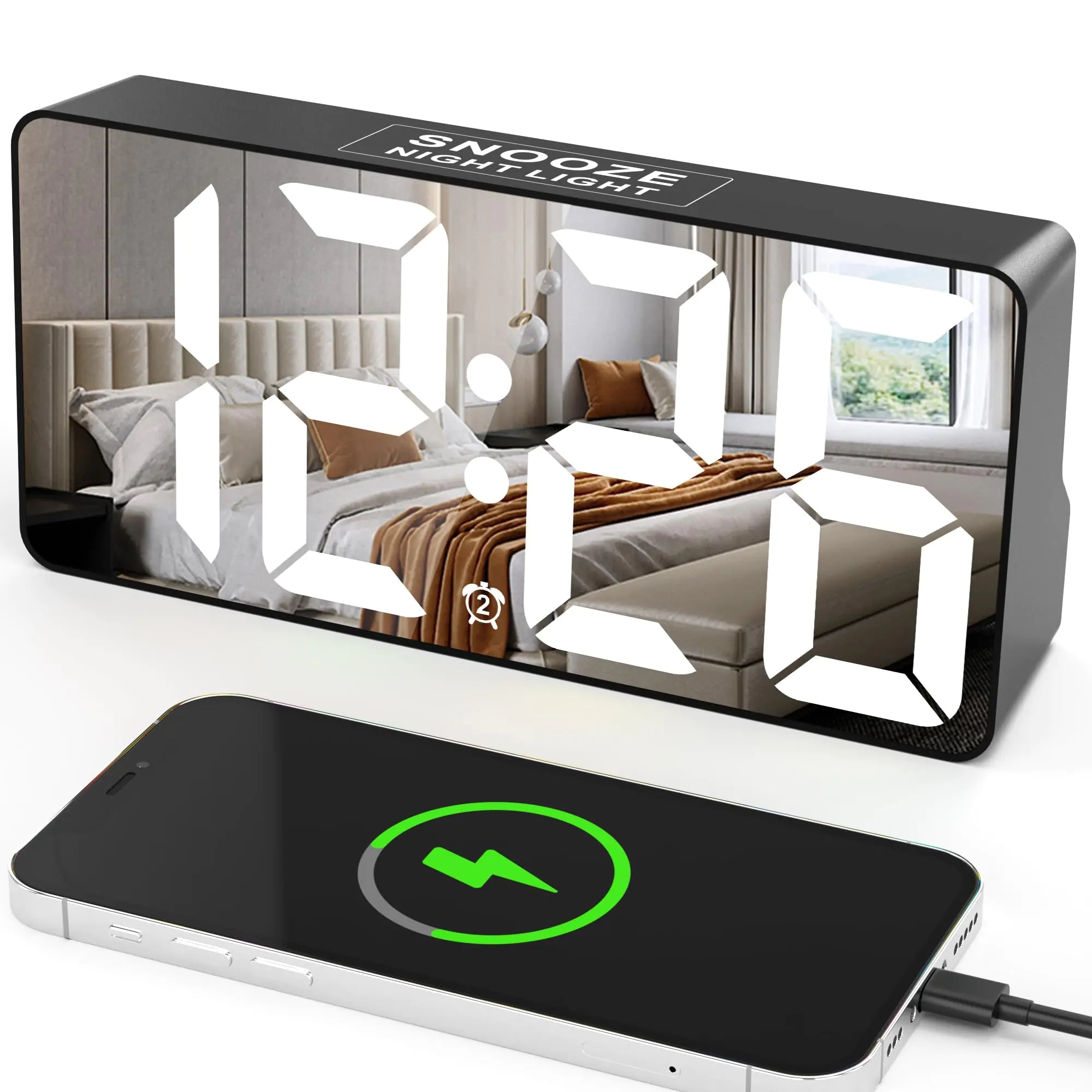 Digital Alarm Clock LED Mirror
