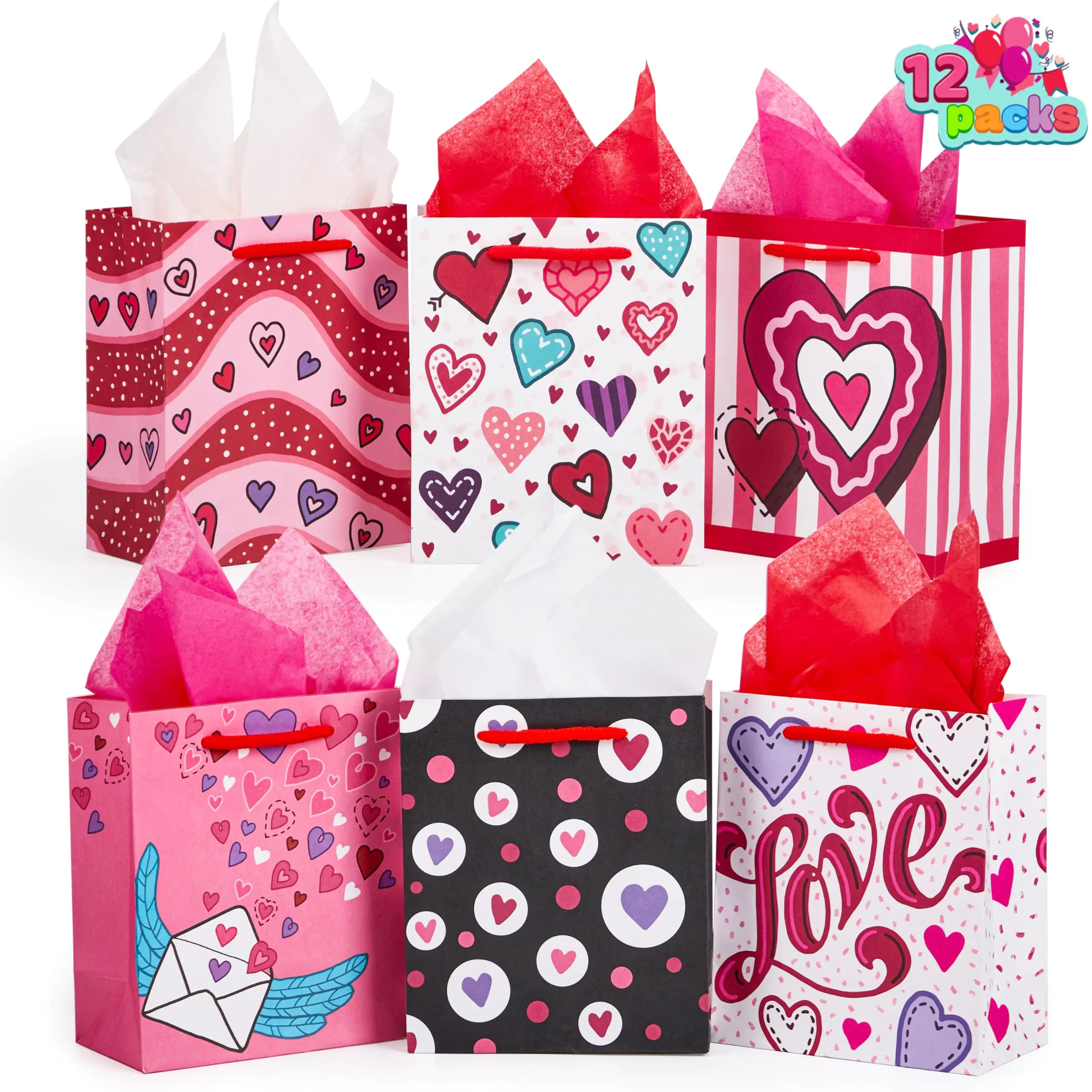 12 Pcs Valentines Day Paper Gift Bags