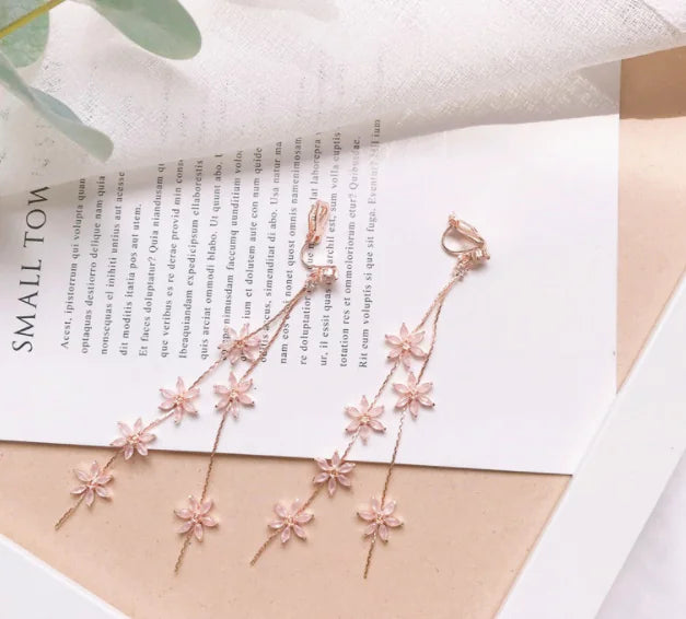Pink Tassel Flower Earrings