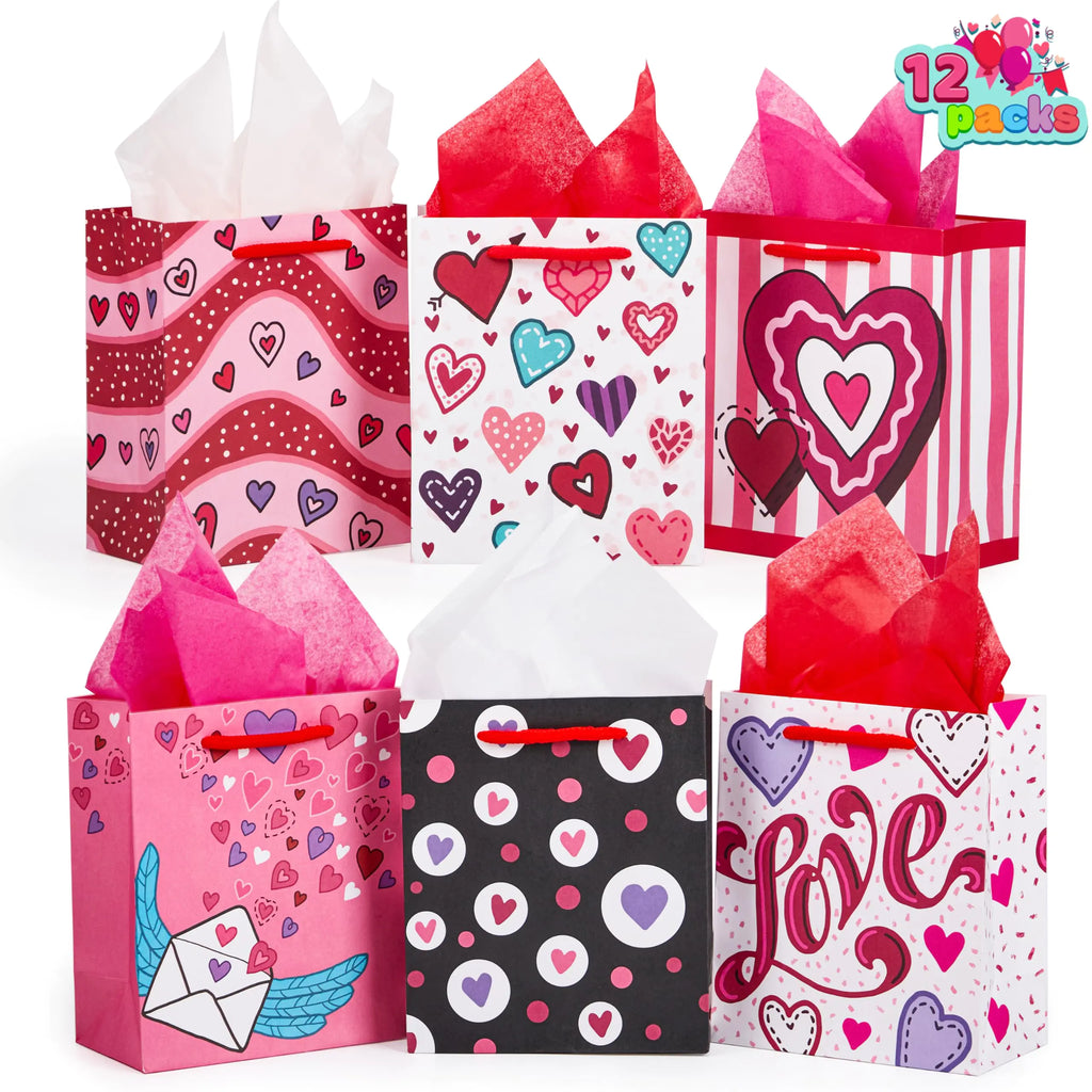 12 Pcs Valentines Day Paper Gift Bags