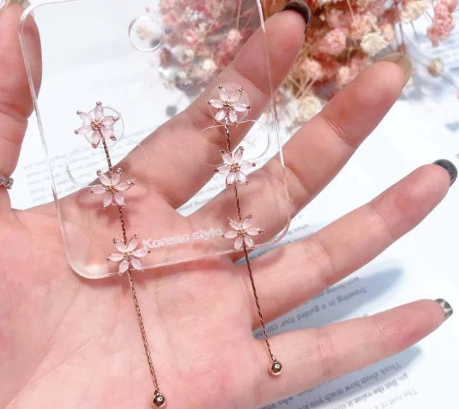 Pink Tassel Flower Earrings