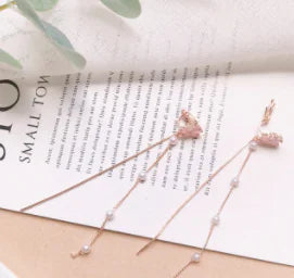 Pink Tassel Flower Earrings