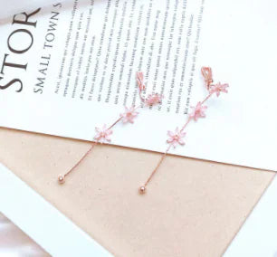 Pink Tassel Flower Earrings