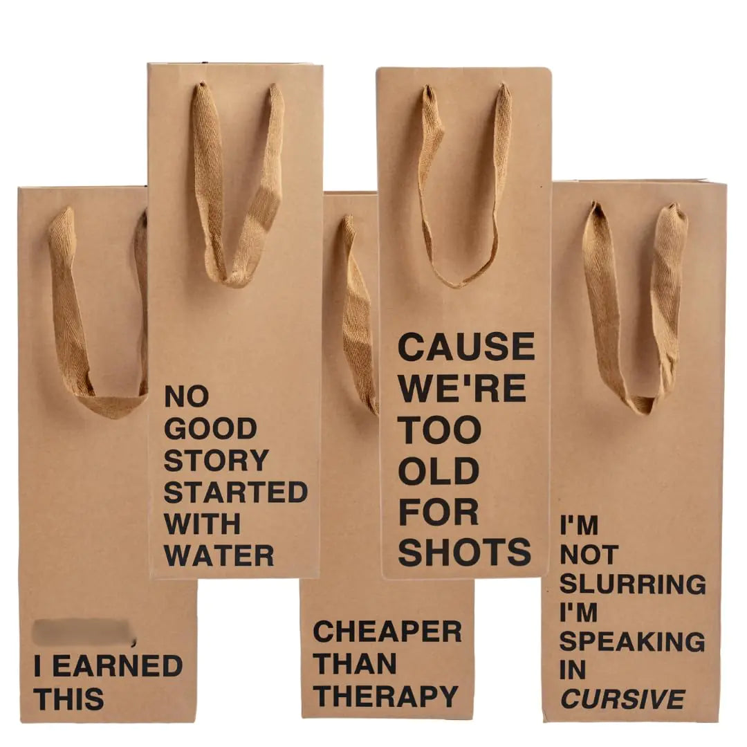 Funny Wine/Alcohol Gift Bag Set - 5 Piece Set