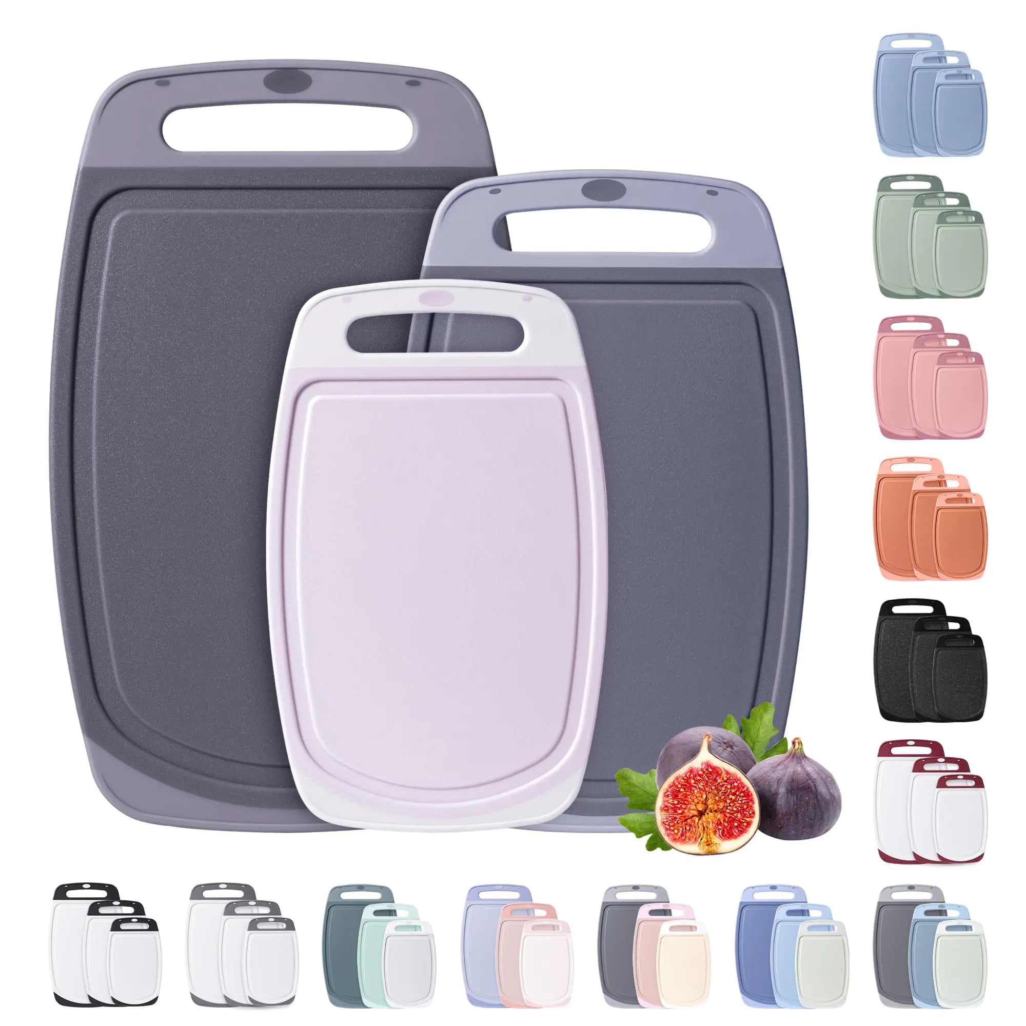 3 Packs Plastic Cutting Board Set