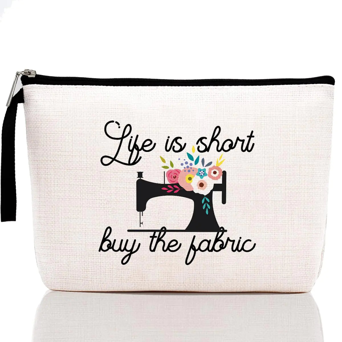 Hanamiya Na Sewing Gift Women Quilter Gifts Gift For Quilter Seamstress Gift Funny Quilting Gifts For Women- Great Gift for Quilters Seamstresses-Life Is Short Buy The Fabric-Makeup Bag