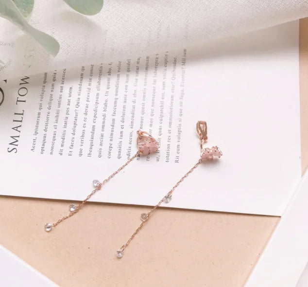 Pink Tassel Flower Earrings