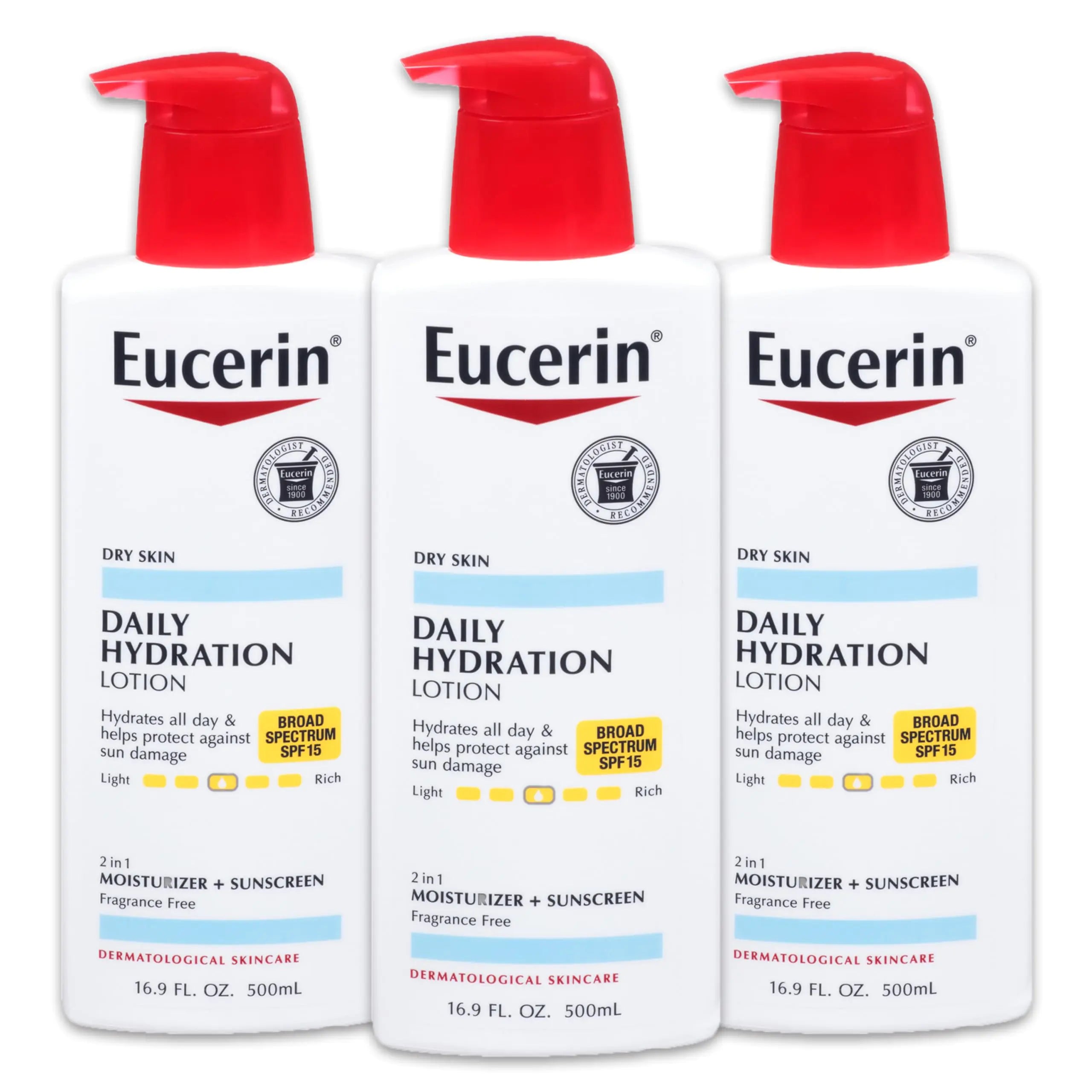 Pack of 3 Eucerin Daily Hydration Lotion SPF 15