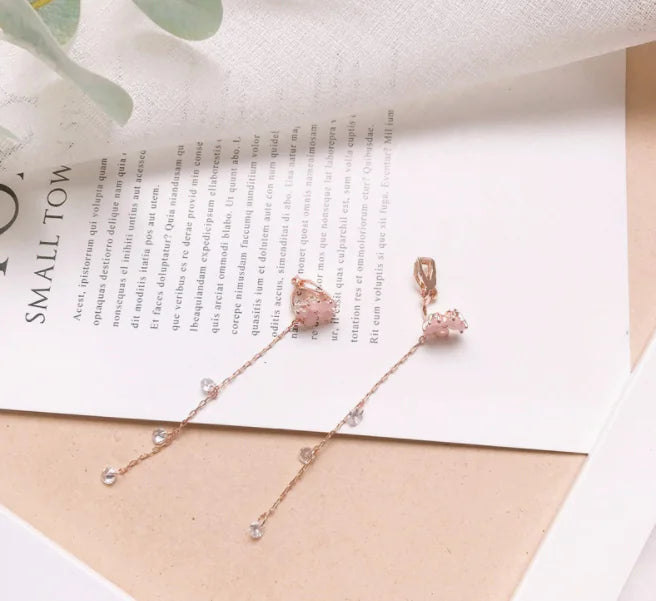 Pink Tassel Flower Earrings