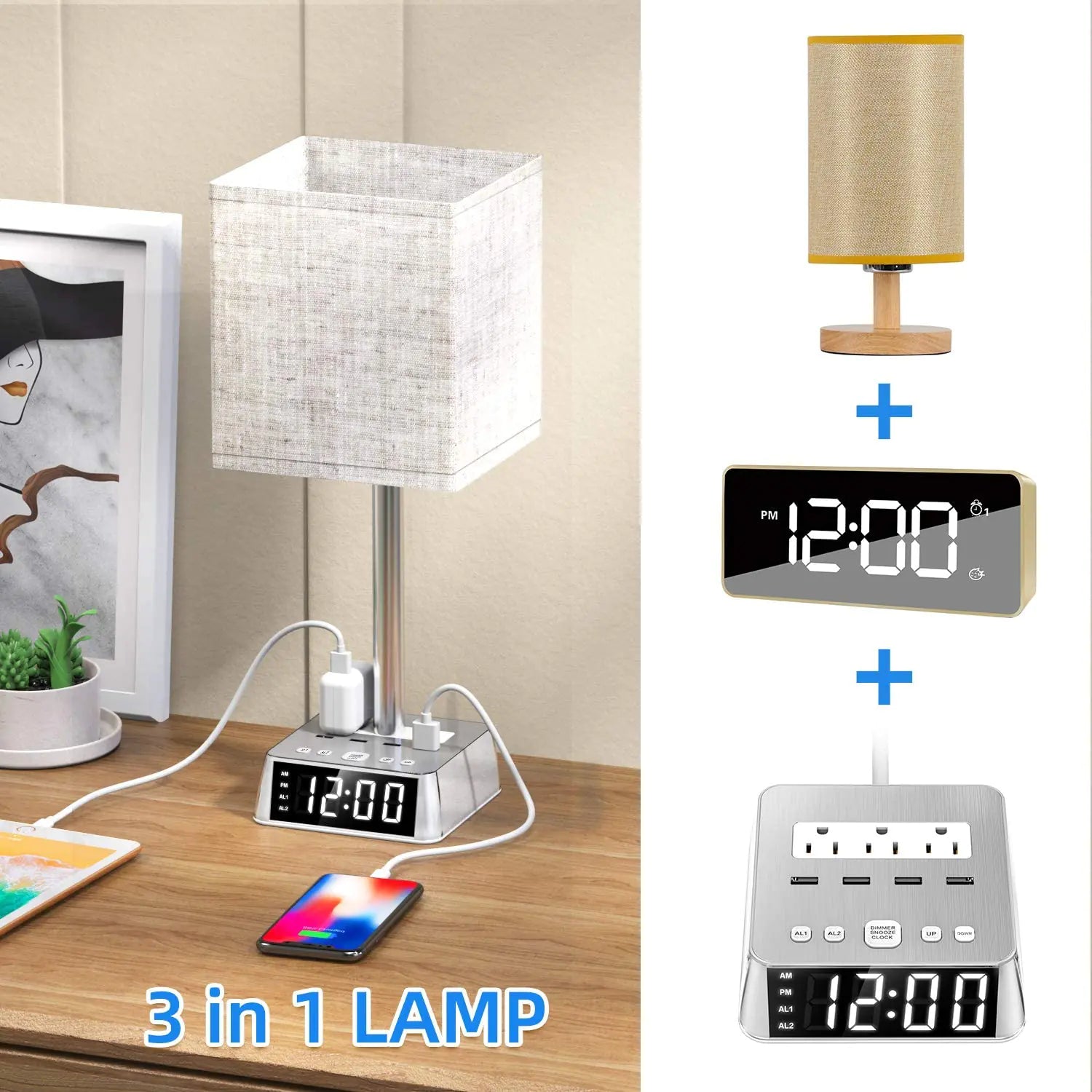 Table Lamp with 4 USB Ports