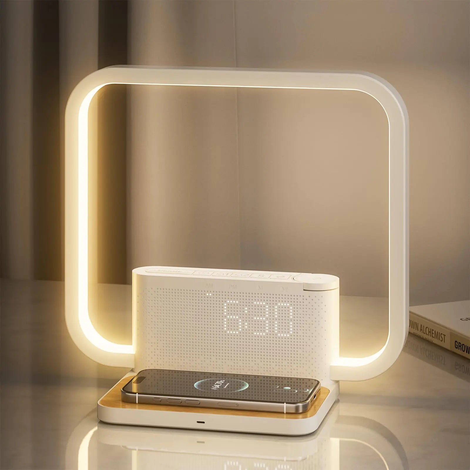 Bedside Lamp Wireless Charger & Clock
