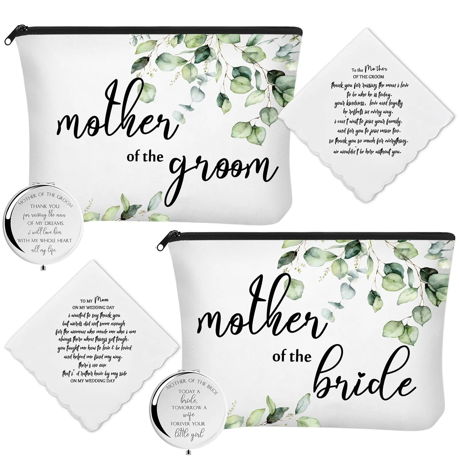 6 Pack Mother of the Groom & Bride Cosmetic Bag